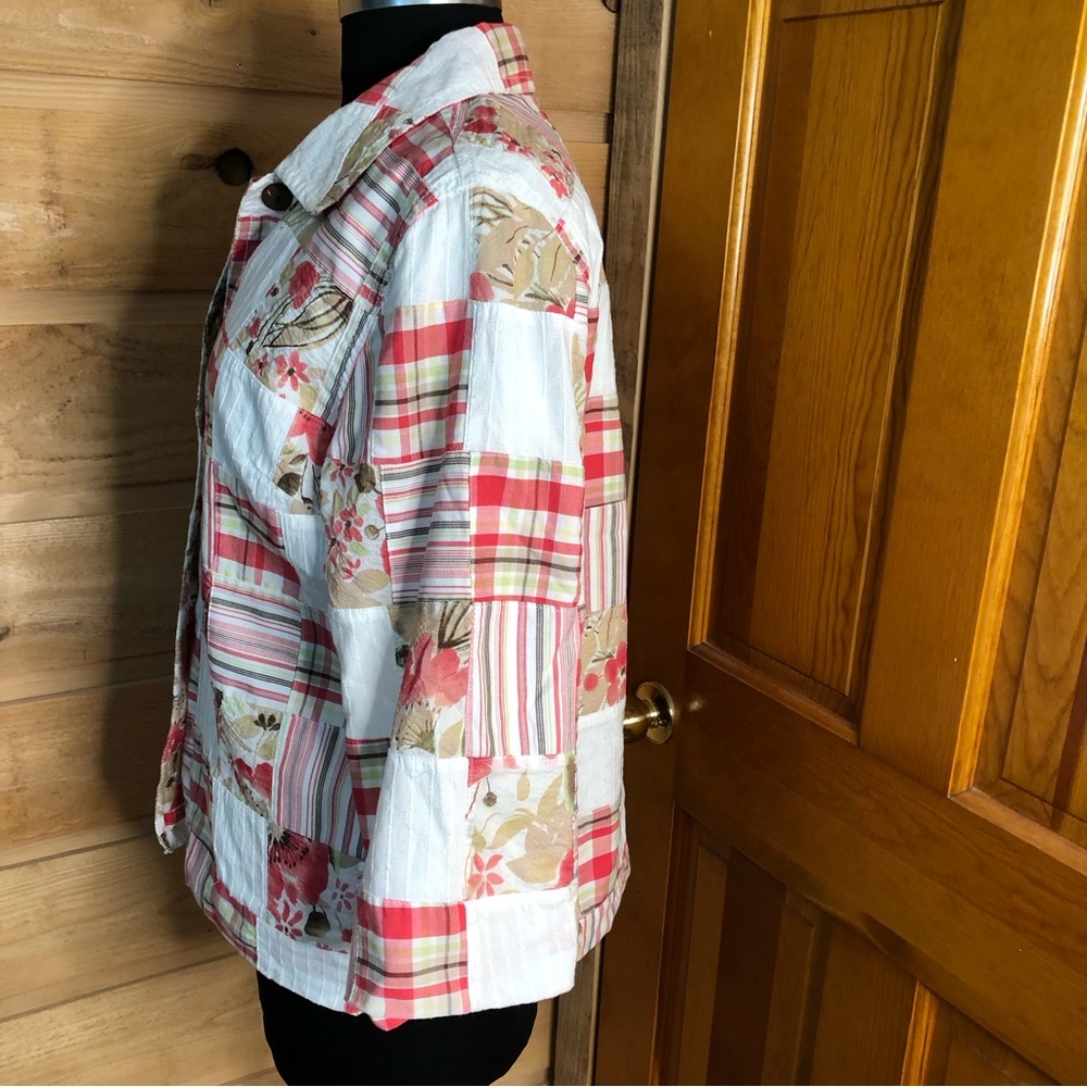 Quilted patchwork shacket w/ 3/4 length sleeves K… - image 12